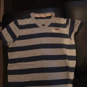 Gray and blue striped Hollister V-neck T-shirt